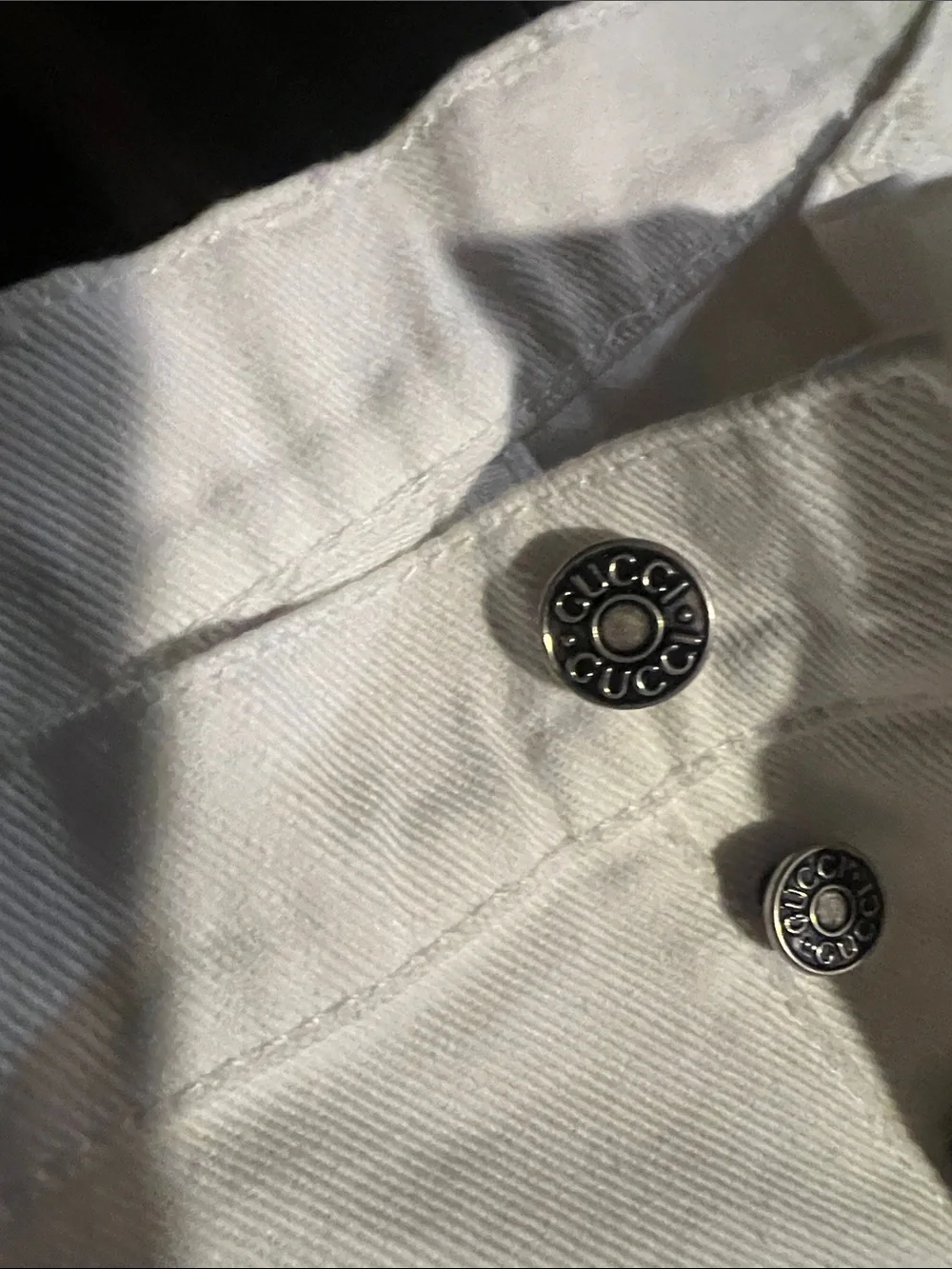 Gucci White Men's Straight Jeans with Back Pocket 'G' Embroidery